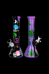 Smoke Cartel 420 Beam Me Up Beaker Glow In The Dark Bong